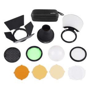 Godox V1 Speedlight Flash AK R1 Super Accessory Kit Honeycomb Snoot Diffuser and Filters Compatible AD200 H200R Camera Portable Flash