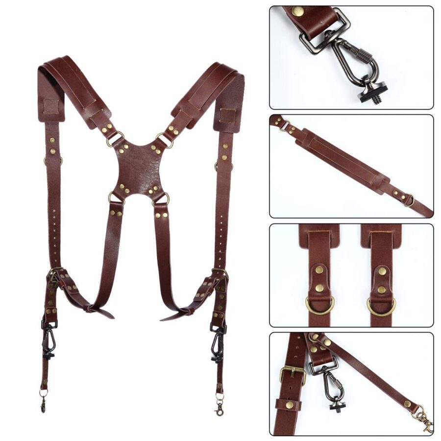 Leather Double Camera Strap - Image 4