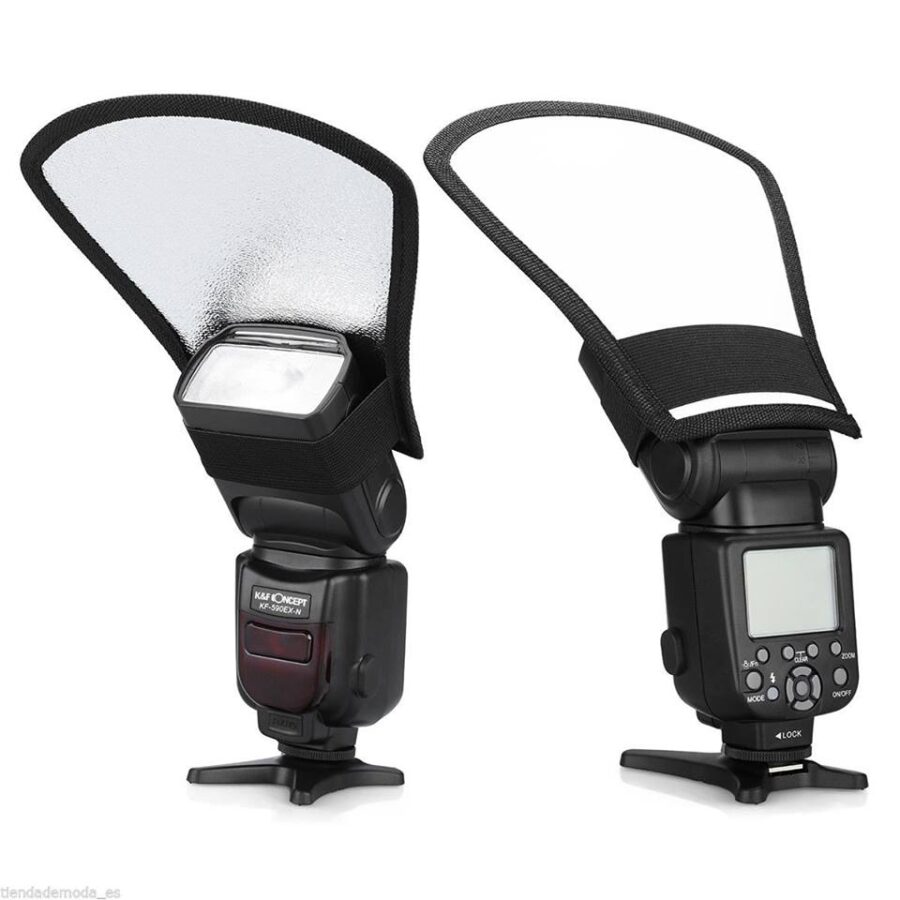 Flash Diffuser Reflector 2 Sided White Silver Bend Bounce Flash Reflector
