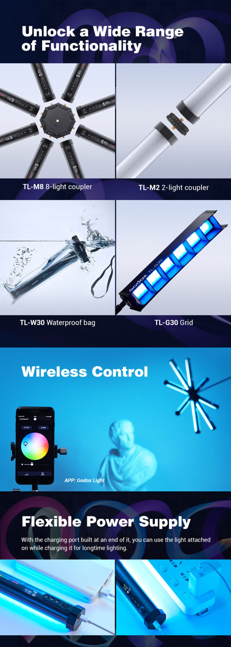 Godox TL30 Full Colour RGB Tube Light Video Light Photography Light - Image 6