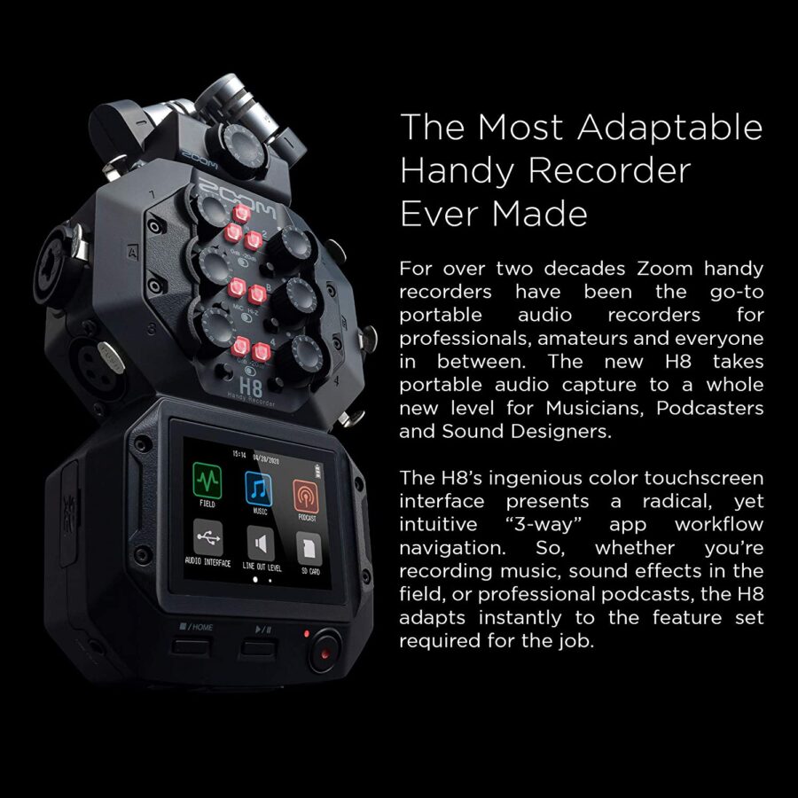 Zoom H8 12Track Portable Sound Audio Recorder Stereo Microphones - Image 6