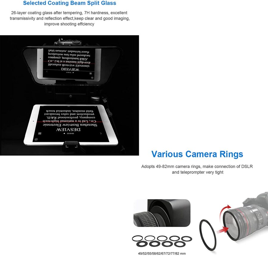 Desview T3 Portable Teleprompter for DSLR Camera Smartphone Video - Image 4