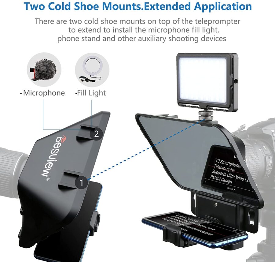 Desview T3 Portable Teleprompter for DSLR Camera Smartphone Video - Image 3