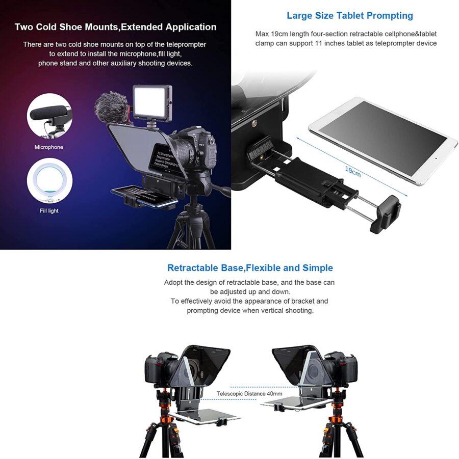Desview T3 Portable Teleprompter for DSLR Camera Smartphone Video - Image 9