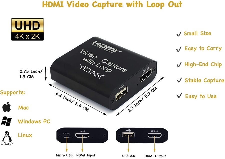HDMI Video Capture Device With Loop Out Video Capture Card HDMI Game Capture HDMI To USB For Game Record Live Streaming Broadcast - Image 7