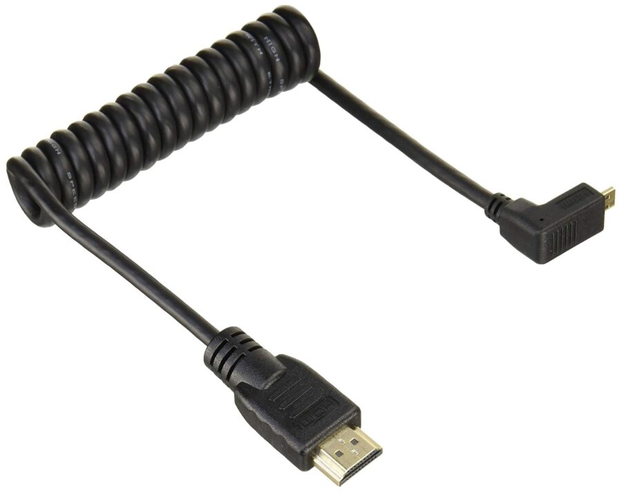 Right-Angle Micro to Full HDMI Coiled Cable