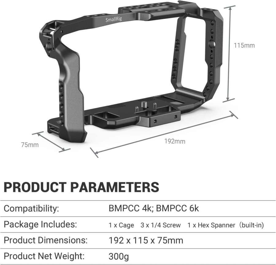 SMALLRIG Camera Cage, Cage BMPCC 4K, 6K for Blackmagic Pocket - Image 7