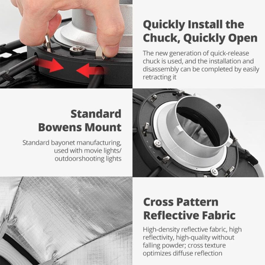 Triopo 90 cm Portable Photo Bowens Mount Octagon Softbox - Image 9