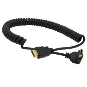 Right Angle HDMI to HDMI Coiled Cable