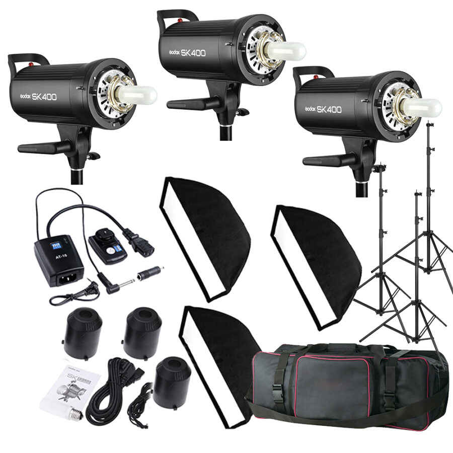 Godox SK400ii Studio Flash Mono light 3 Strobe Photography Light Kit