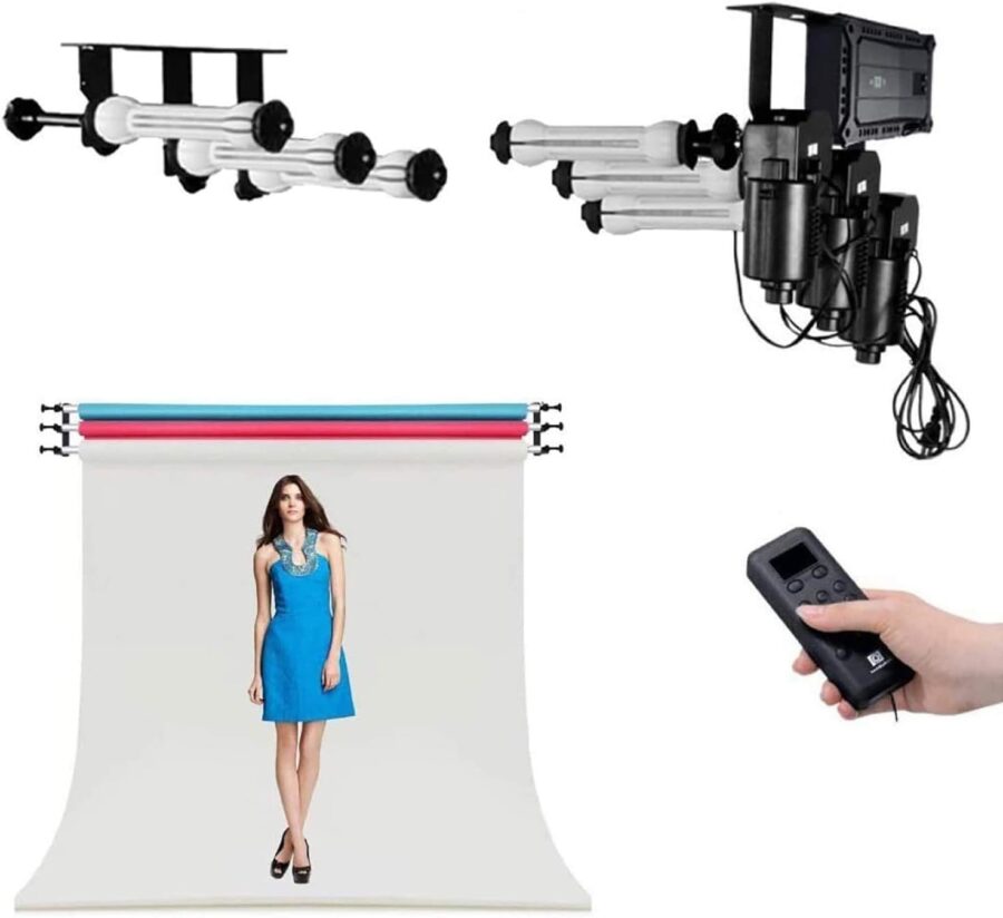 3 Roller Electric Automatic Motorized Background Backdrop Holder Mount Photography Studio - Image 9