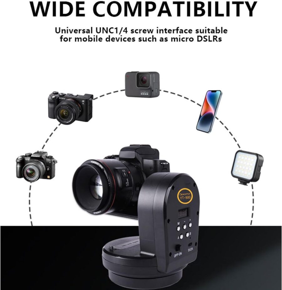 Zifon YT-800 Auto Motorized Rotating Tilt Tripod Head - Image 6