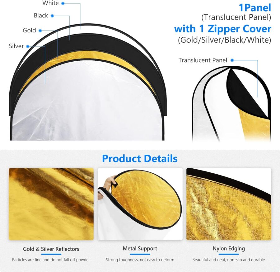 Godox 5-in-1 Oval 60cmx90cm Collapsible Photography Light Reflector - Image 4