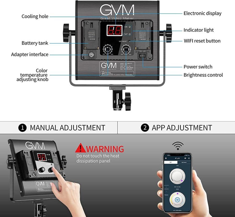 GVM 800 RGB 3 Pack LED Video Light Kit - Image 6