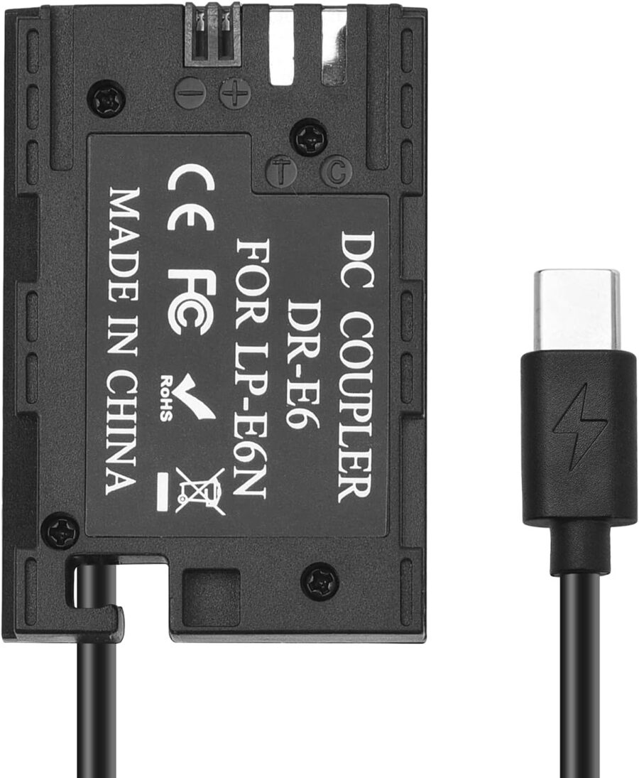 USB Type C to Canon LP-E6N Dummy Battery