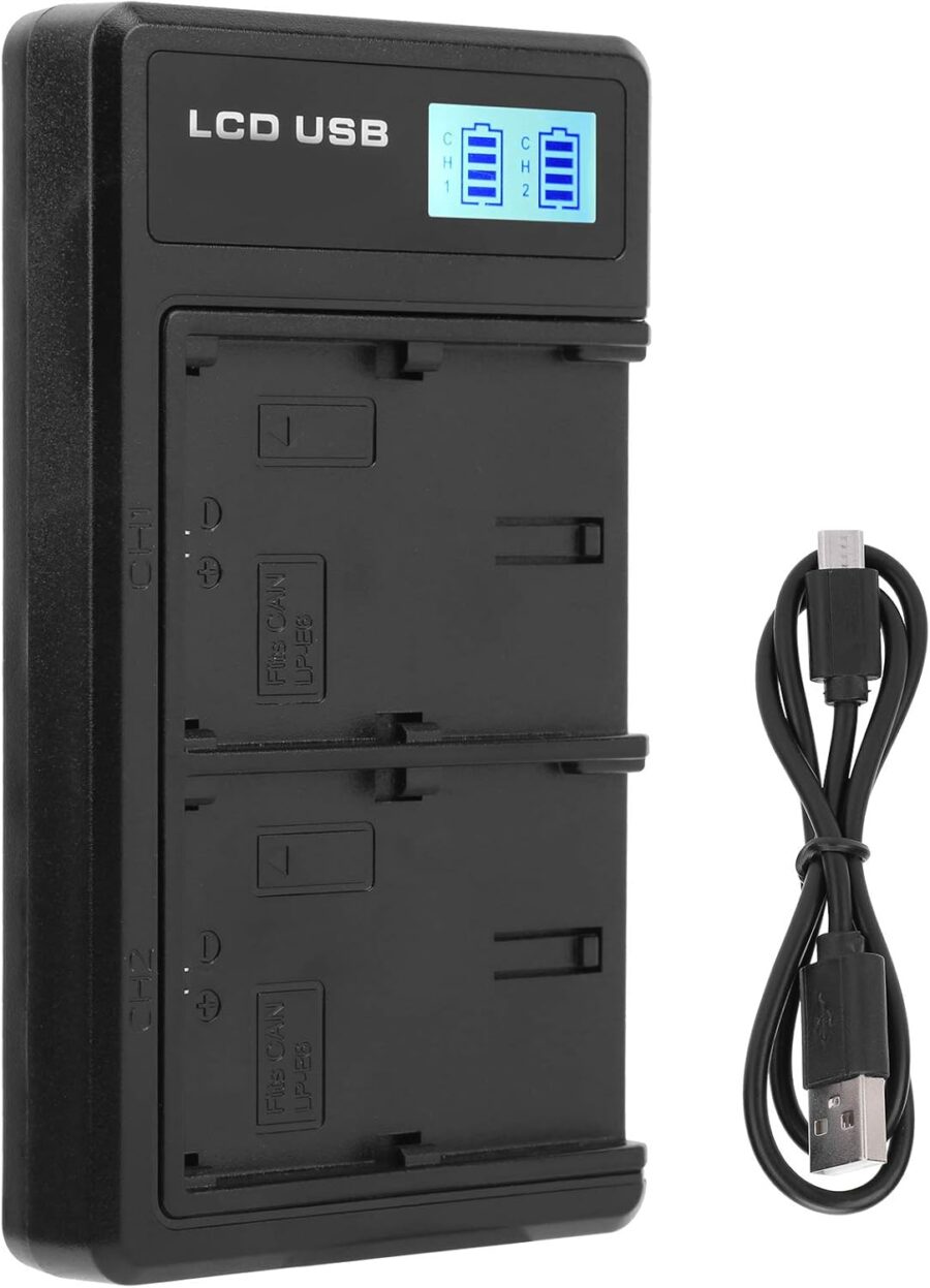 Dual slot battery charger for Canon LP-E6