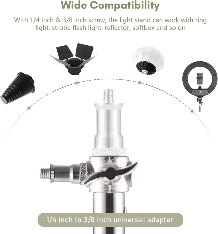 QIHE J288S Heavy Duty Photography Silver Light Stand 2point8metres - Image 7
