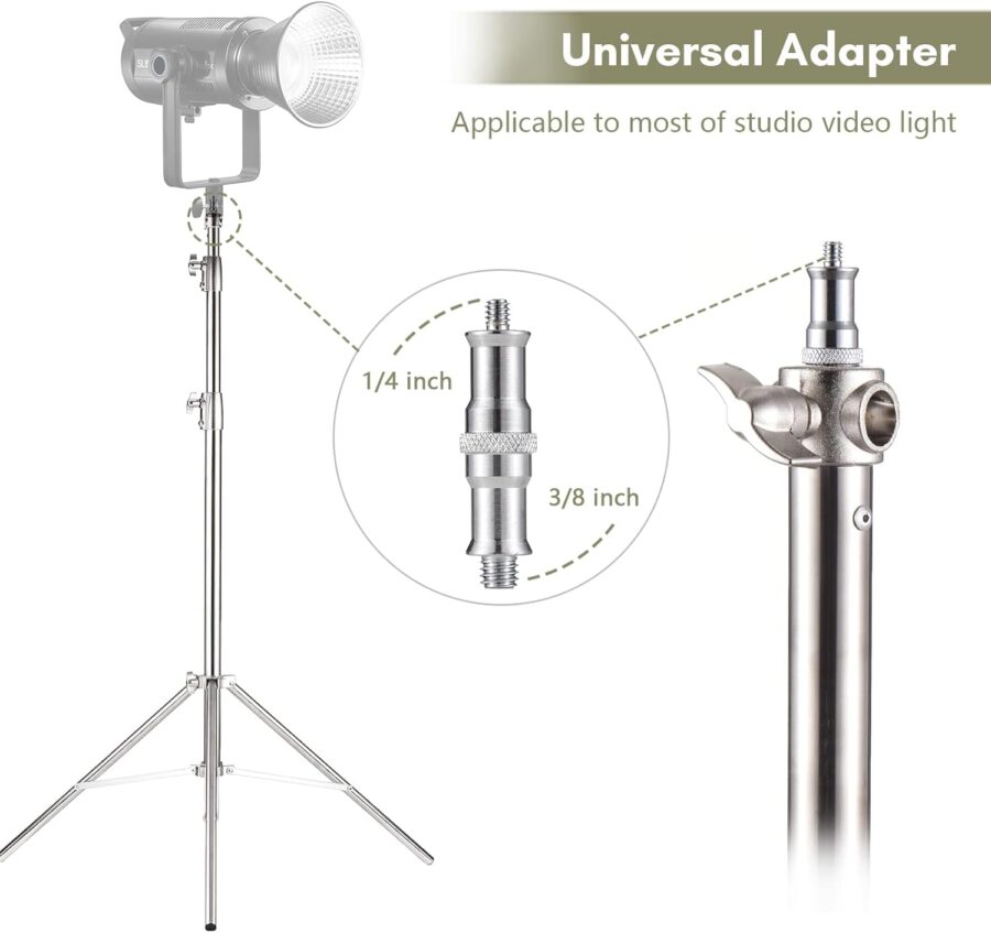 QIHE J288S Heavy Duty Photography Silver Light Stand 2point8metres - Image 8