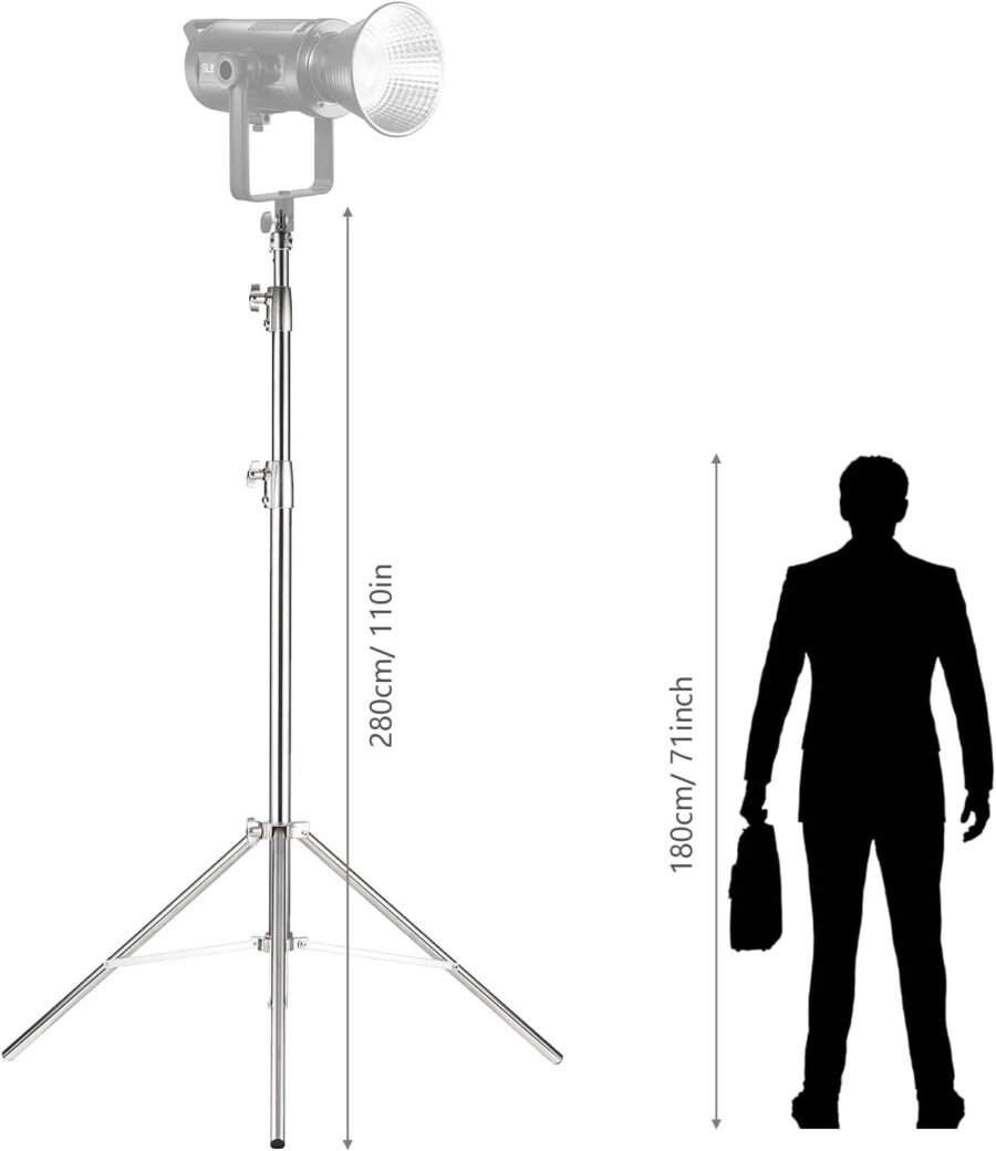QIHE J288S Heavy Duty Photography Silver Light Stand 2point8metres - Image 9