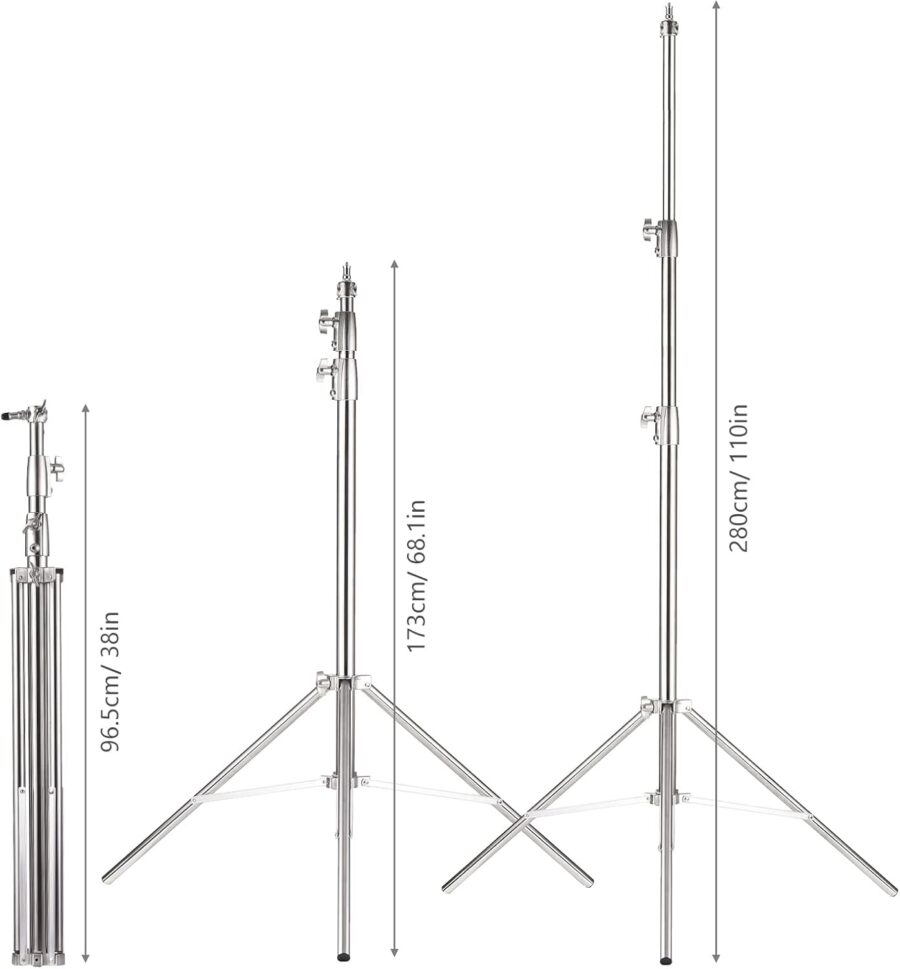 QIHE J288S Heavy Duty Photography Silver Light Stand 2point8metres - Image 10