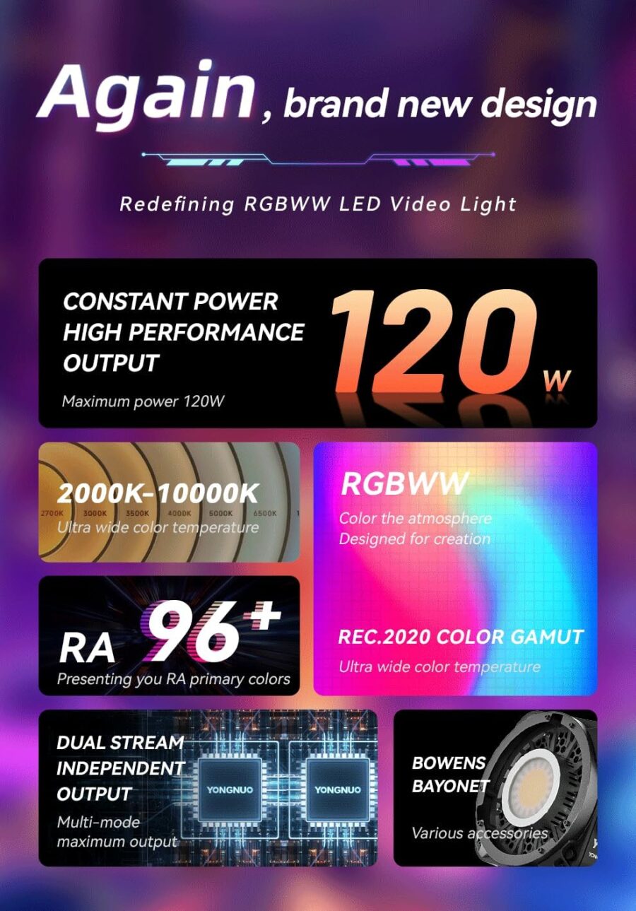 YONGNUO YNLUX100 RGB LED VIDEO LIGHT - Image 8