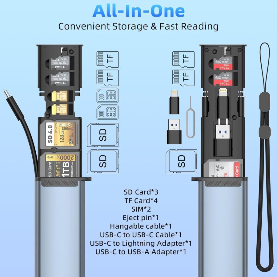 9 in 1 SD Card Reader with USB3.0 Type C SD/TF/Sim Card Carrying Case Holder for sale in Nairobi, Kenya - Image 4