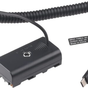 USB C to NP F550 Dummy Battery Adapter Cable for Sony NP F970 NP F570 NP F750 NP F770 F960 F530 F330 to Power Camera Field Monitor Video LED Light DSLR Mirrorless Camera and Blackmagic 6K Pro Camera