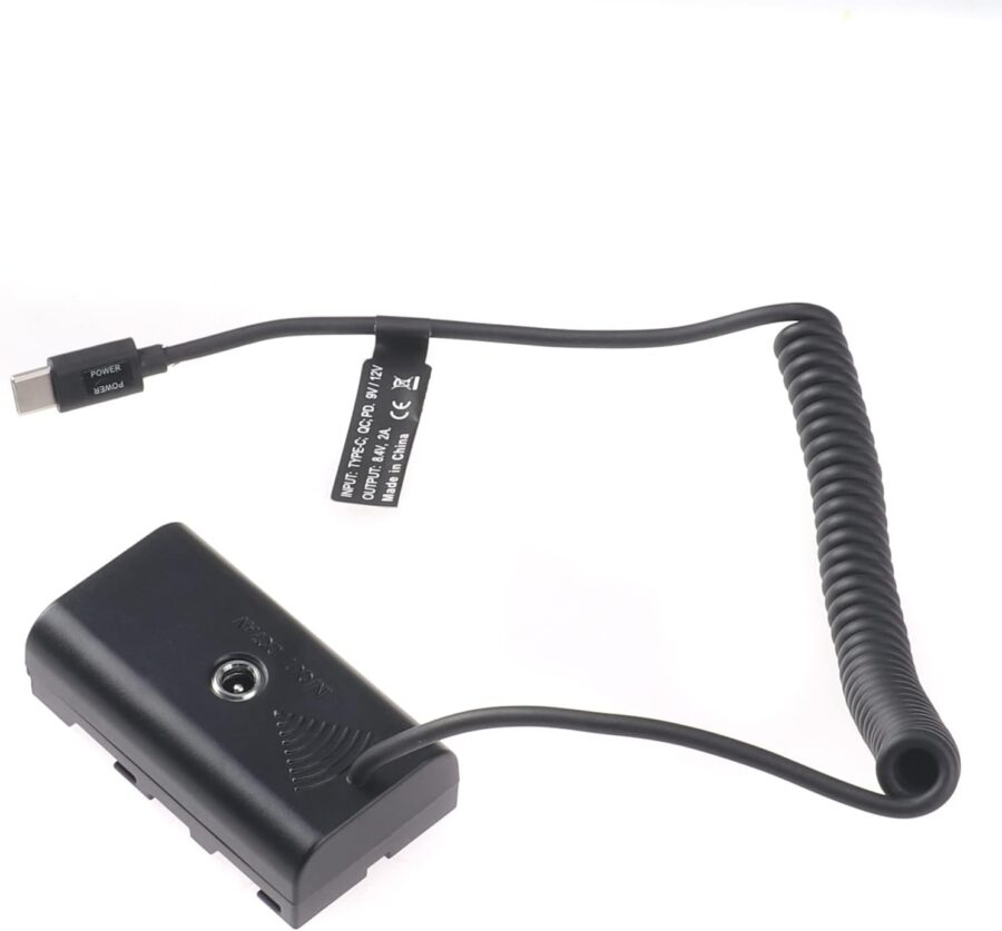 USB C to NP F550 Dummy Battery Adapter Cable for Sony NP F970 NP F570 NP F750 NP F770 F960 F530 F330 to Power Camera Field Monitor Video LED Light DSLR Mirrorless Camera and Blackmagic 6K Pro Camera