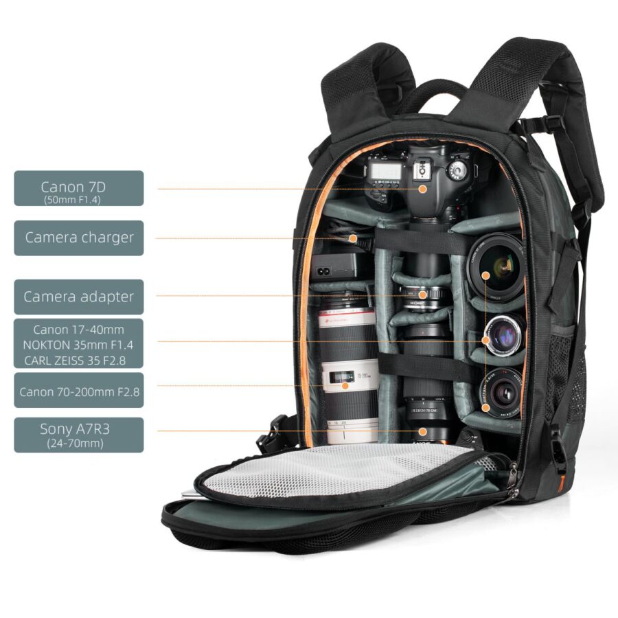 K&F Camera Bag Large Multifunctional Digital SLR Camera Backpack Suitable for Outdoor Travel Photography 31*24*46cm - Backpack 23L Nature Wander 06 (Camouflage)