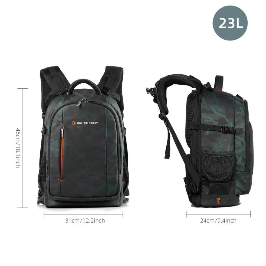 K&F Camera Bag Large Multifunctional Digital SLR Camera Backpack Suitable for Outdoor Travel Photography 31*24*46cm - Backpack 23L Nature Wander 06 (Camouflage)