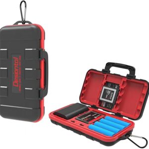 Desiontal Compact Portable Camera Battery and Memory Card Case Waterproof Shockproof Storage for SD CF TF XQD AA