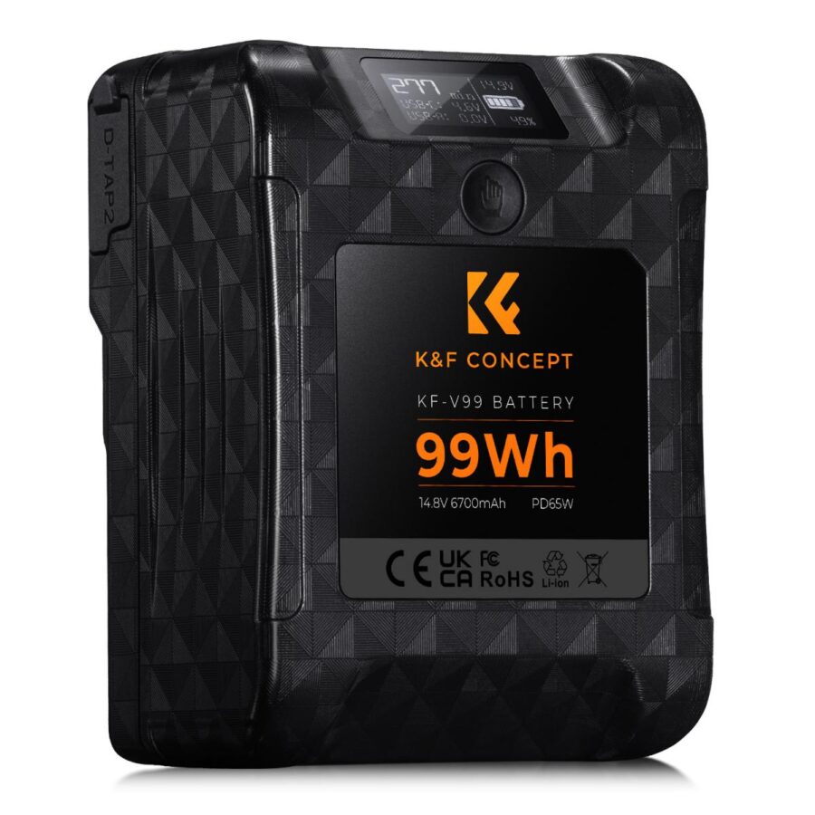 V Mount Battery 99Wh Mini V-Mount Battery 6700mAh 14.8V Support 65W PD USB-C Fast Charger with D-TAP USB-A USB-C BP OLED Screen for Cameras and Camcorders