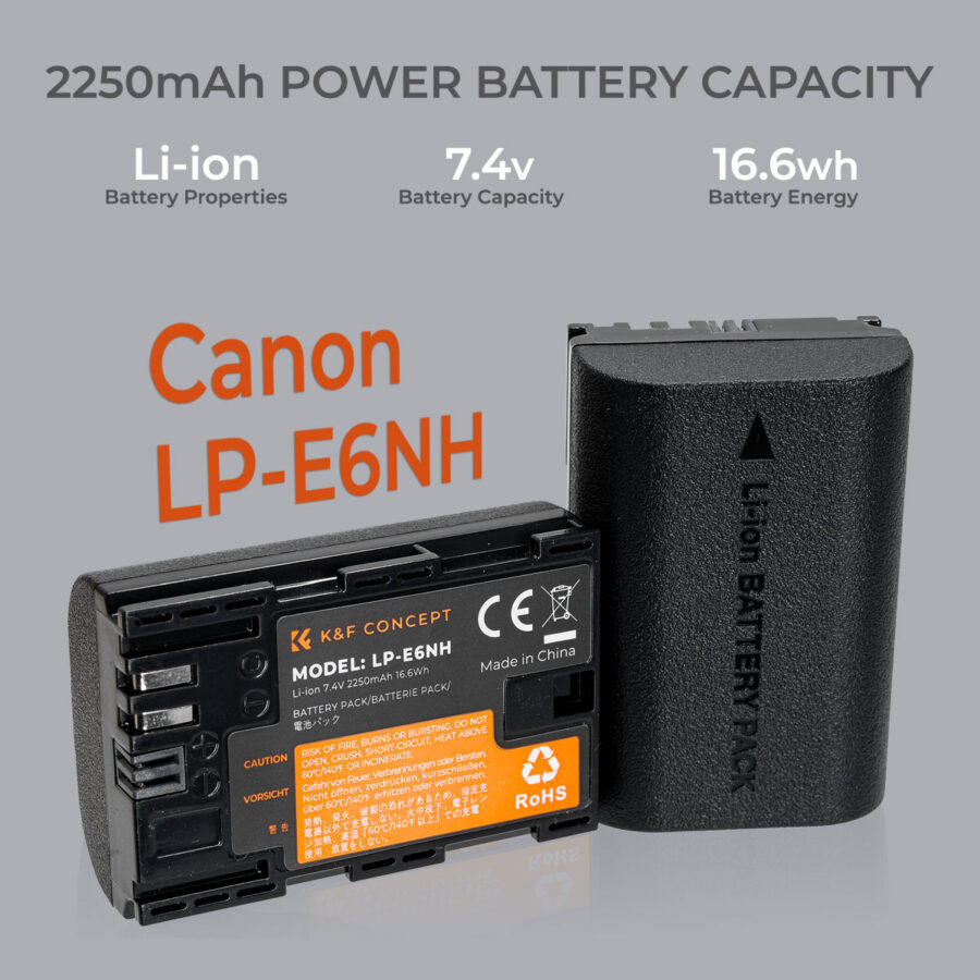 K&F Concept Canon LP E6NH Battery Kit 2 Batteries and LP E6NH Dual Charger