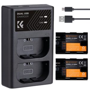 K&F Concept Canon LP E6NH Battery Kit 2 Batteries and LP E6NH Dual Charger