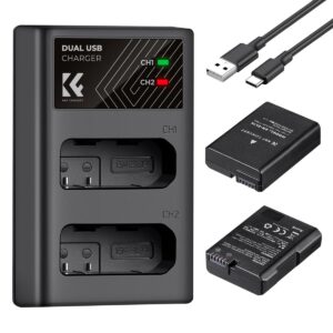 EN EL14 Battery and Charger for Nikon EN EL14 Battery with EN EL14 Dual Charging Slot Fit for Nikon D3500 D5600 D3200 D3300 D3400 D5500 Coolpix P7800 P7700 P7200 P7100 P7000 (1050mAh*2)