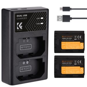 SONY NP FZ100 Battery Charger Set for Sony Alpha A7 III A7R III A9 a6600 a7R IV Alpha a9 II plus SONY NP FZ100 Battery Charger (2-Pack Micro USB Port 2280mAH)
