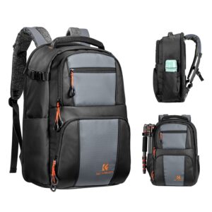 K&F Concept 30L Camera Backpack Large Capacity Backpack 33*22*46cm Outdoor Camera Bag for Sony Nikon DSLR with Rain Cover