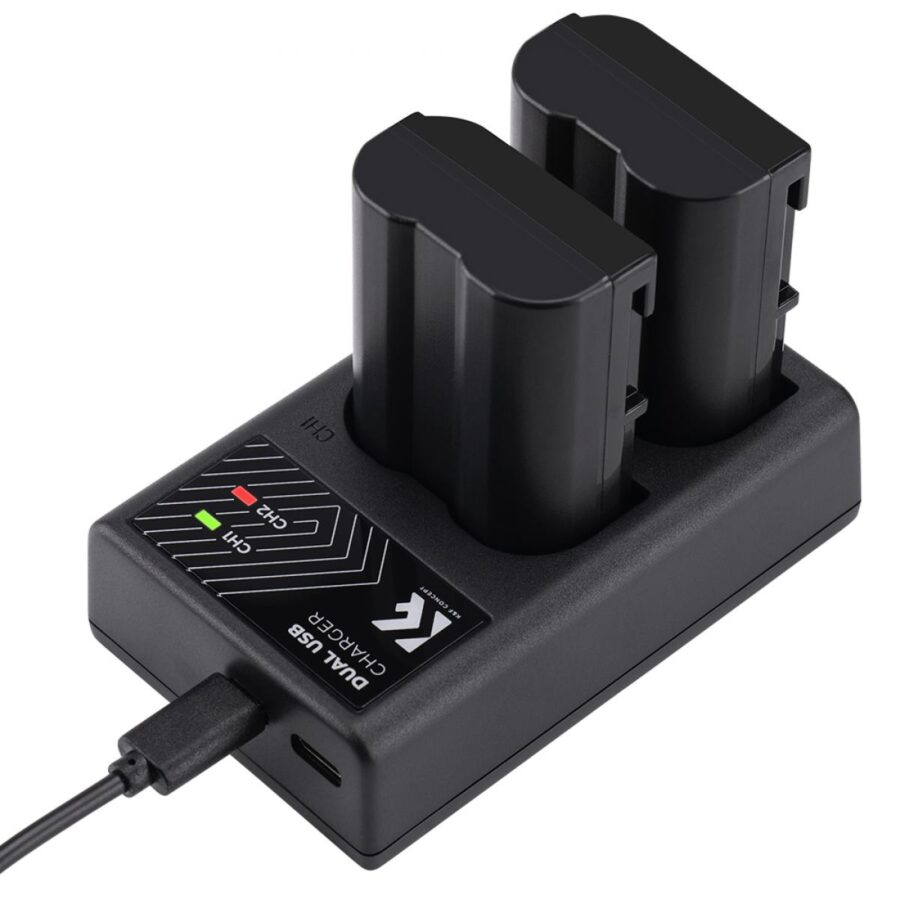 K&F Concept 2 Pack 2100mAh EN EL15 EN EL15A/B Battery and EN EL15 Dual Battery Charger Set for Nikon D7000 D7100 D7200 D7500 D850 D750 Z5 Z6 Z7