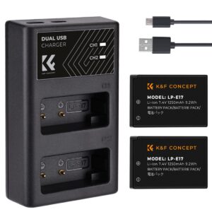 K&F Concept LP E17 Camera Replacement Battery 1250 mAh plus LPE17 Dual Slot Charger LPE17