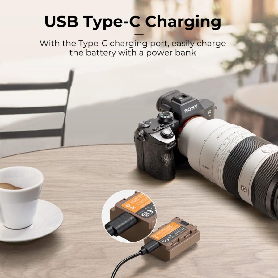 K&F CONCEPT SONY NP FZ100 Camera Battery 2280mAh with Type C Port for Sony A9 A7III A7RIII A7RIV A6600 ZV E1 FX3 FX30 Cameras (1 Battery)