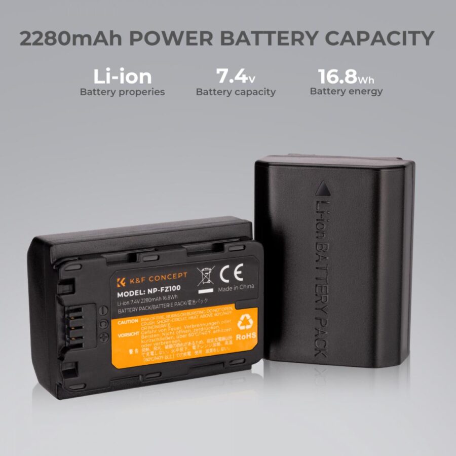 SONY NP FZ100 Battery Charger Set for Sony Alpha A7 III A7R III A9 a6600 a7R IV Alpha a9 II plus SONY NP FZ100 Battery Charger (2-Pack Micro USB Port 2280mAH)