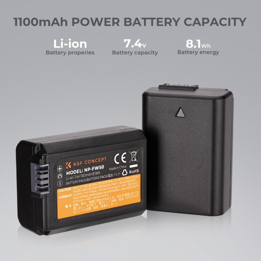 SONY NP FW50 Replacement Battery 2 Pack 1100mAh and SONY NP FW50 Double Charger for Sony A6000 A6500 A6300 A6400 A7 A7II A7RII A7SII A7S A7S2 A7R A7R2 A55 A5100 RX10