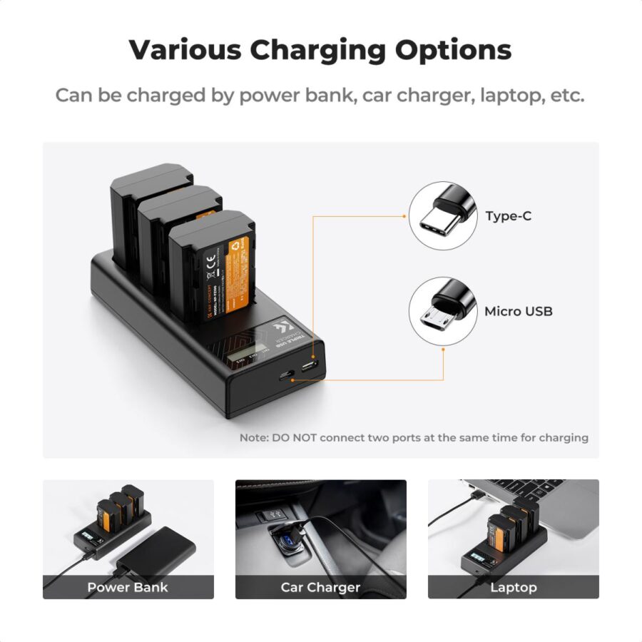 K&F Concept SONY NP FZ100 Battery and K&F Concept SONY Three Slot Charger 3 Pack Replacement Battery for Sony A7iii A7iv A7C ZV E1 FX3 FX30 A9 A6600 A6700 Alpha 9 Alpha 9S A9S A7R III A7R IV A7R V 2280mAh