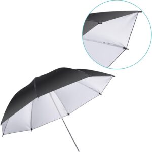 Photography Studio Umbrella Black Photography Umbrella Silver Reflective Lighting Umbrella 100cm for Photography Studio Flash Light and Location Shoots