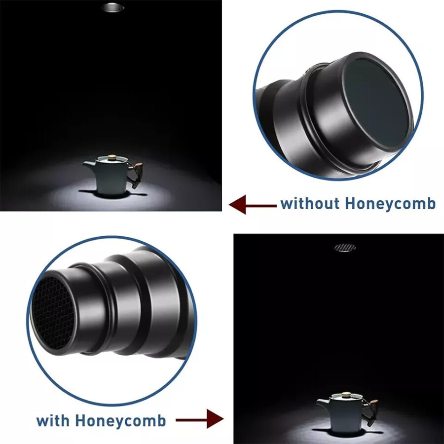Adjustable Universal Conical Studio Snoot Honeycomb Grid 4PCS Colour Gel Filters