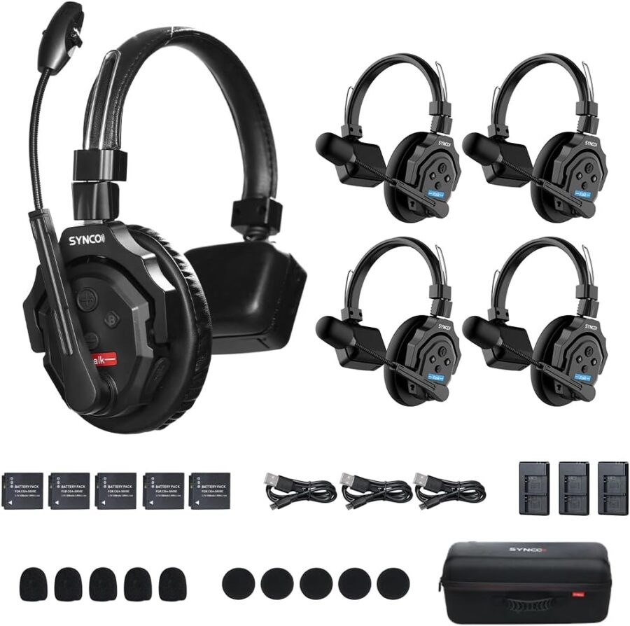SYNCO XTalk X5 Wireless Intercom Headset Full Duplex Random Master Device Design for Team Communication