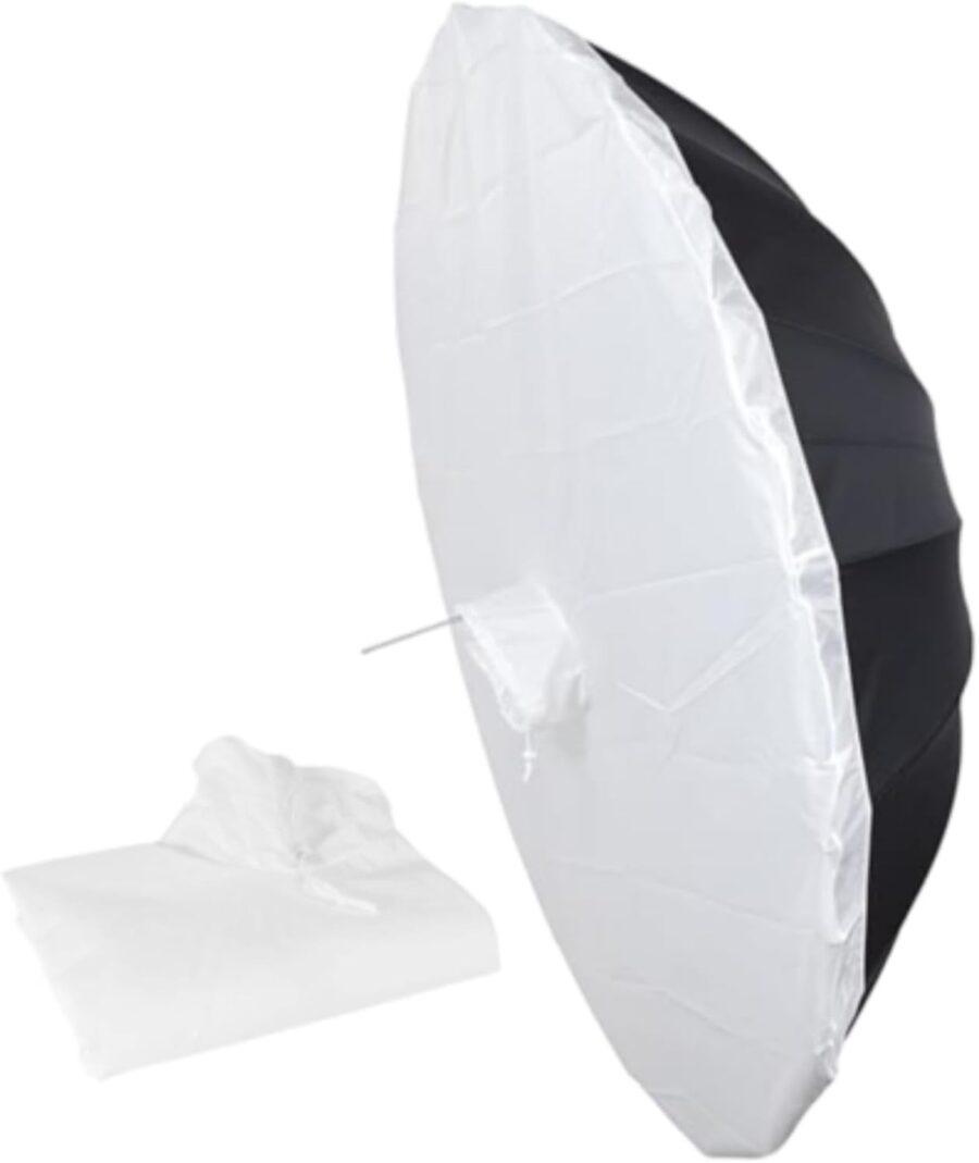 65 inch 165cm Parabolic Inner Silver Reflector Umbrella Studio Light Umbrella with Diffuser Cover Cloth