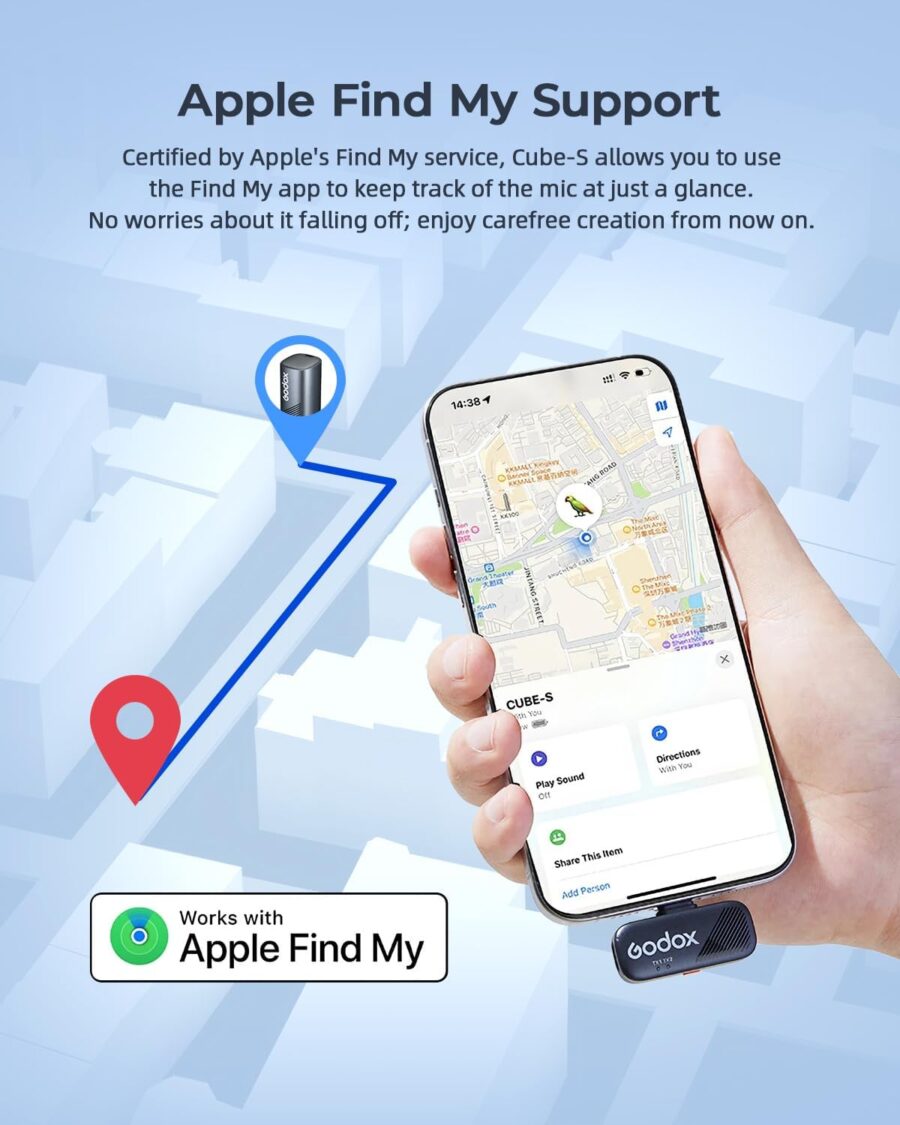 GODOX Cube-SL Kit2 Wireless Lavalier Microphone Microphone for iPhone Lightning (2 TX + 1 RX Charging Case) Mini Mic with Noise Cancellation 30H Battery 300m Wireless Microphone