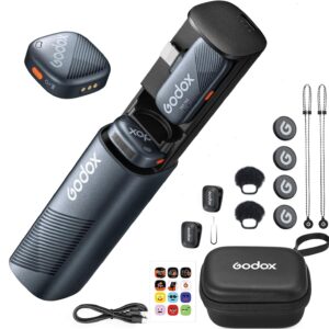 GODOX Cube-SL Kit2 Wireless Lavalier Microphone Microphone for iPhone Lightning (2 TX + 1 RX Charging Case) Mini Mic with Noise Cancellation 30H Battery 300m Wireless Microphone