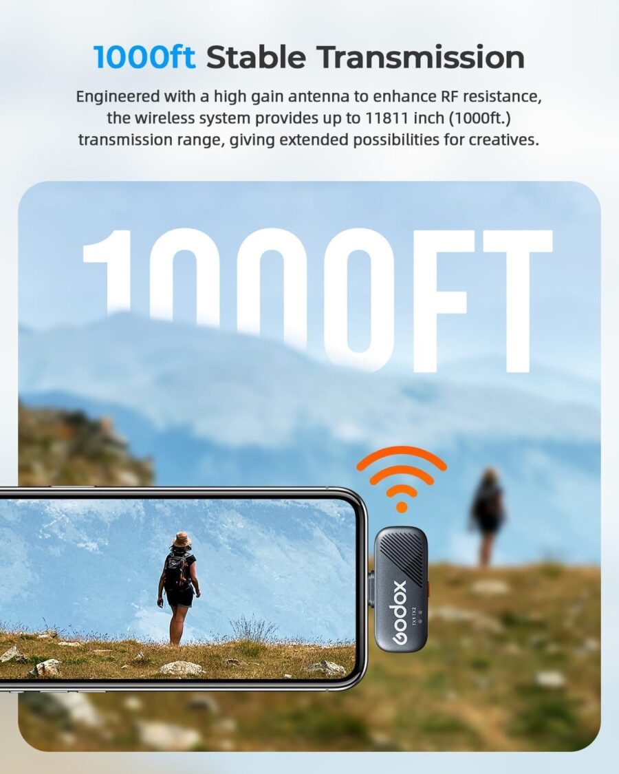 GODOX Cube-SL Kit2 Wireless Lavalier Microphone Microphone for iPhone Lightning (2 TX + 1 RX Charging Case) Mini Mic with Noise Cancellation 30H Battery 300m Wireless Microphone